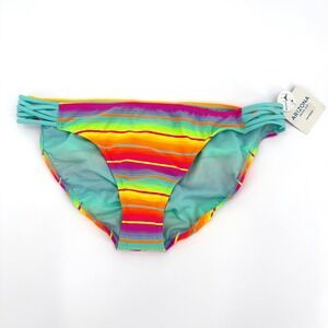 Arizona Jean Co Rainbow Striped Caged Side Hipster Bikini Bottoms XXL NWT
